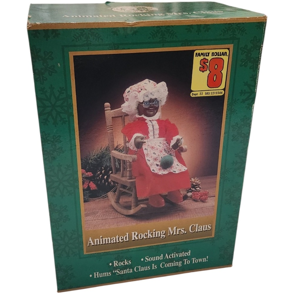 Gemmy Animated Rocking Mrs Claus Black Sound Activated Gemmy North Pole